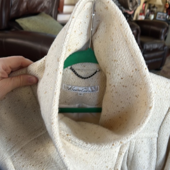 Kenneth Cole New York Double Breasted Wool Peacoat cream with gold speckles - Picture 6 of 8